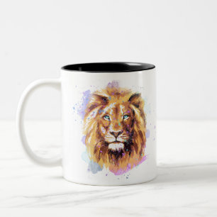 Watercolor Lion Two-Tone Coffee Mug
