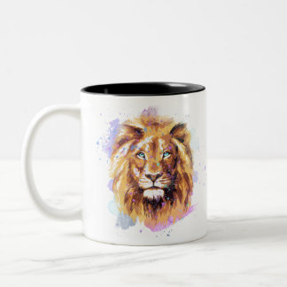 Watercolor Lion Two-Tone Coffee Mug