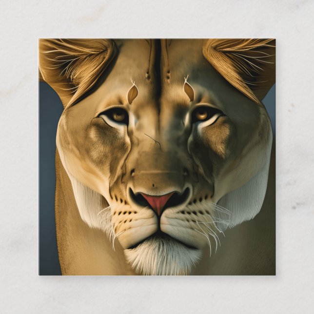 Watercolor Lioness Graphic Square Business Card (Front)