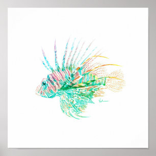 Watercolor Lionfish Art Poster