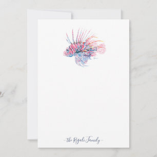 Watercolor Lionfish Personalised Stationery Card