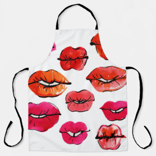 Watercolor lips pattern apron