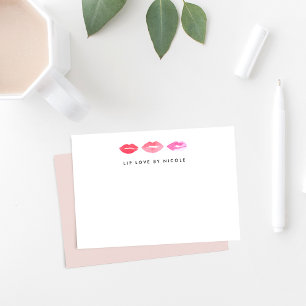 Watercolor Lips   Personalised Flat Notecards