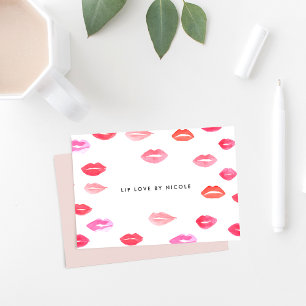 Watercolor Lips   Personalised Flat Notecards