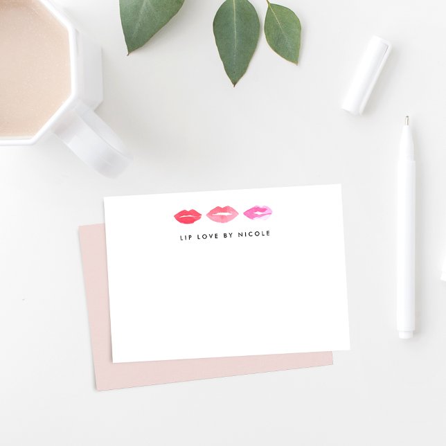 Watercolor Lips | Personalised Flat Notecards (Creator Uploaded)