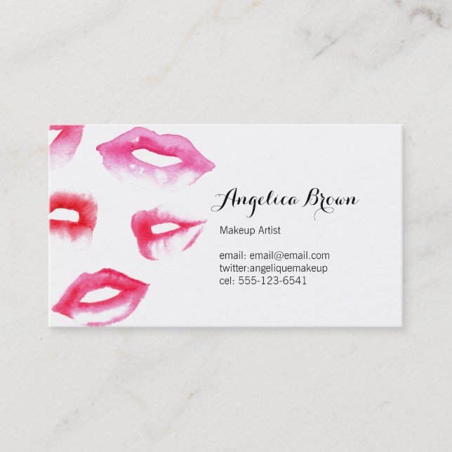Watercolor Lipstick Business Card (Front)