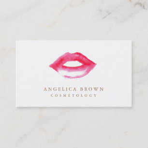Watercolor Lipstick Cosmetology Business Card