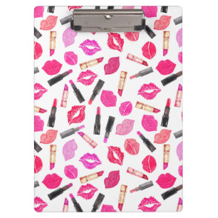 Watercolor Lipstick Pattern Makeup Artist Clipboard