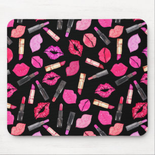 Watercolor Lipstick Pattern Makeup Artist Mouse Pa Mat
