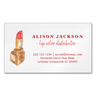 Watercolor lipstick red gold lip colour distributo 	Magnetic business card