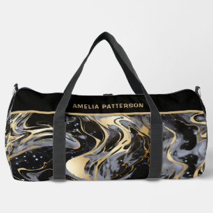 Watercolor Liquid Marble Pattern Personalised Name Duffle Bag
