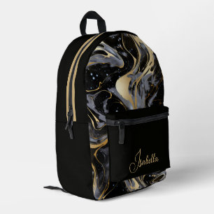 Watercolor Liquid Marble Pattern Personalised Name Printed Backpack