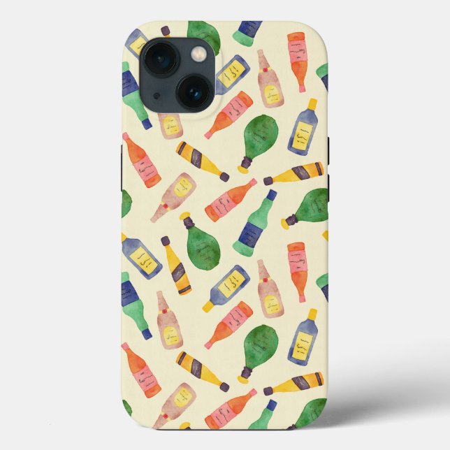 Watercolor Liquor Bottle Pattern Case-Mate iPhone Case (Back)