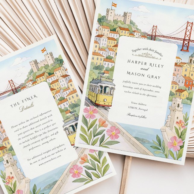 Watercolor Lisbon Wedding Invitation (Creator Uploaded)