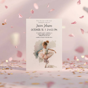 Watercolor Little Ballerina Baby Shower Invitation
