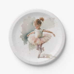 Watercolor Little Ballerina Paper Plates 