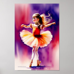 watercolor little ballerina poster print