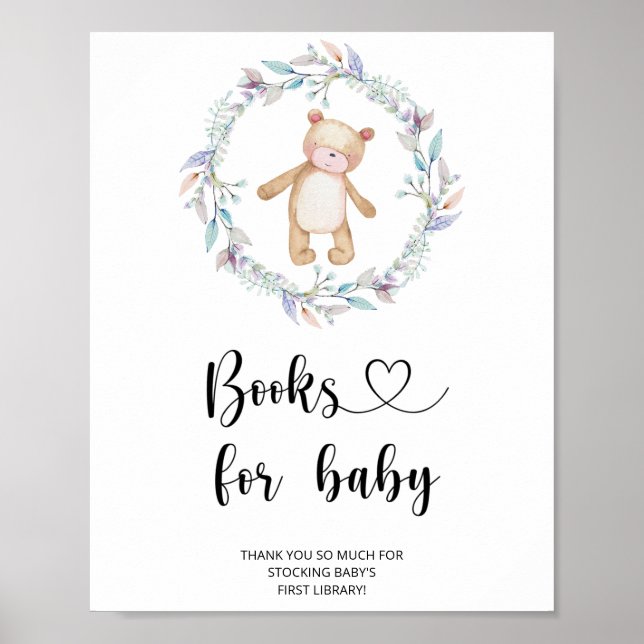 Watercolor little bear, books for baby poster (Front)