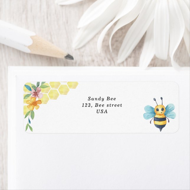 Watercolor little bee and honeycombs (Insitu)