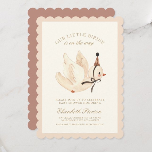 Watercolor Little Bird Baby Shower Invitation  (Creator Uploaded)