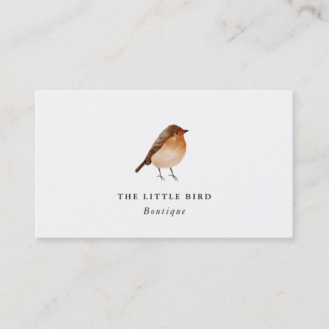 Watercolor Little Bird | Robin  Business Card (Front)
