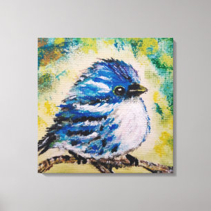 Watercolor - Little Blue Bird Canvas Print