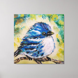 Watercolor - Little Blue Bird Canvas Print