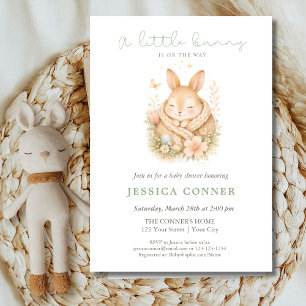 Watercolor Little Bunny On The Way Baby Shower Invitation