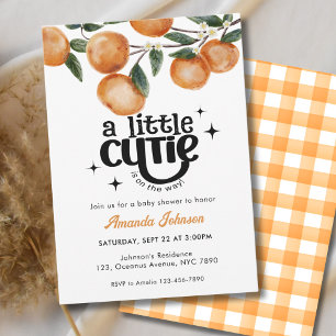 Watercolor Little Cutie Citrus Orange Baby Shower Invitation