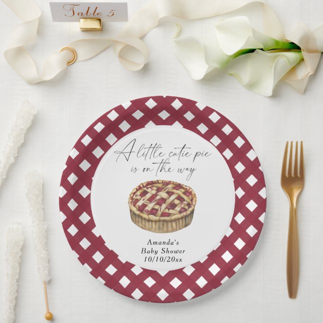 Watercolor little cutie pie baby shower paper plate (Wedding)