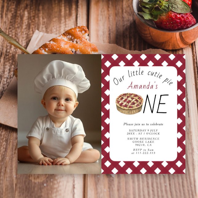 Watercolor Little Cutie Pie Kids Birthday Invitation (Creator Uploaded)