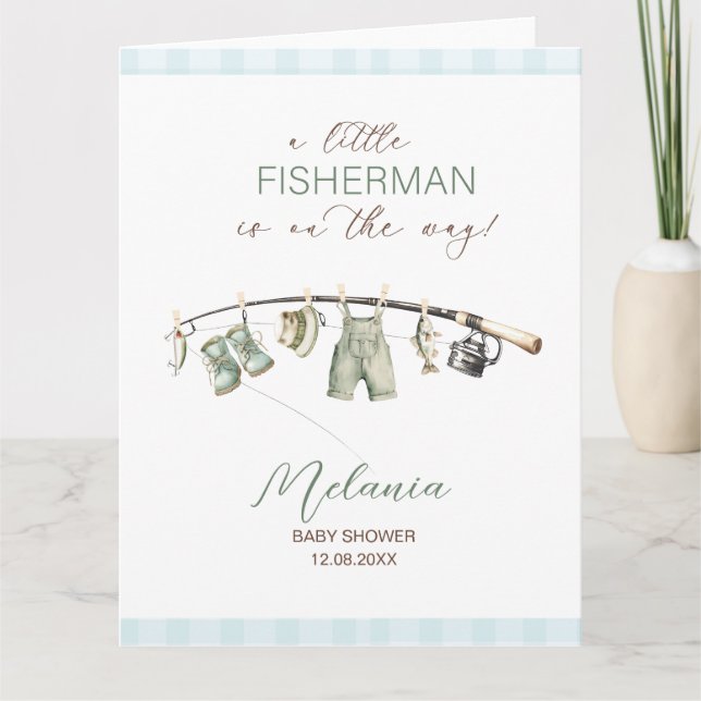    Watercolor Little Fisherman  baby shower Card (Front)