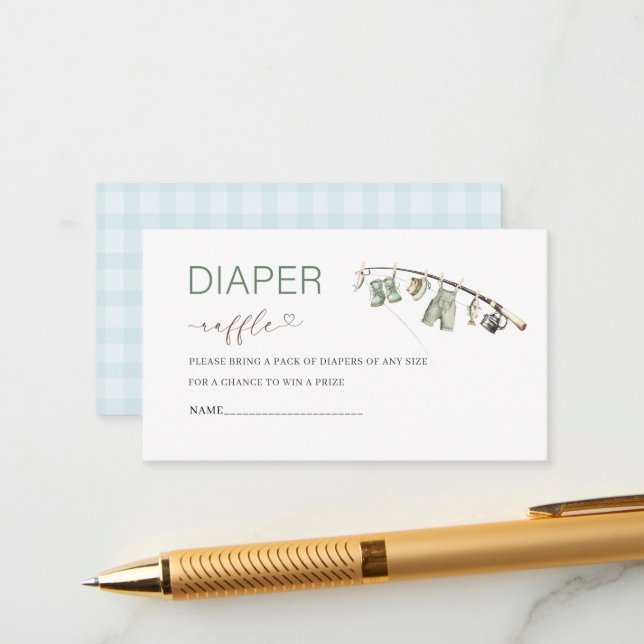  Watercolor Little fisherman baby shower diaper ra Enclosure Card (Front/Back In Situ)
