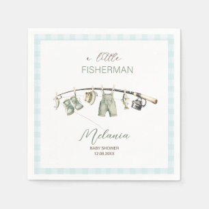    Watercolor Little Fisherman  baby shower Napkin