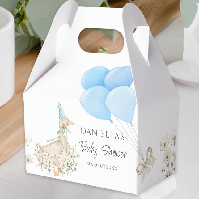 Watercolor Little Goose Boy Baby Shower Favour Box (Creator Uploaded)