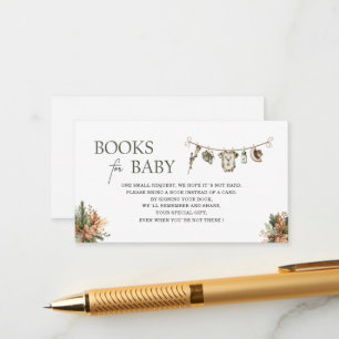   Watercolor little hunter baby shower books for b Enclosure Card