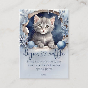 Watercolor little kitten diaper raffle ticket enclosure card