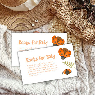 Watercolor Little Ladybug Books For Baby Shower Enclosure Card