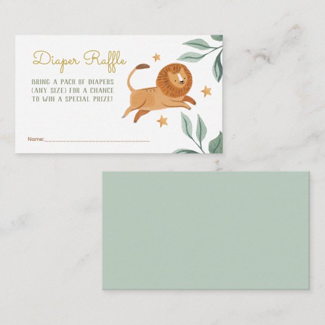 Watercolor little lion Diaper Raffle Enclosure (Front/Back)