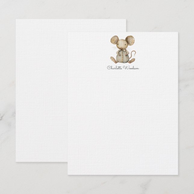 Watercolor Little Mouse Kids Card (Front/Back)