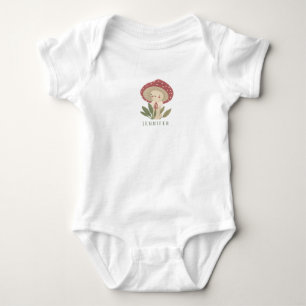 Watercolor Little mushroom name  Baby Bodysuit