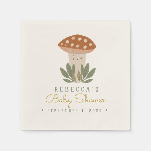 Watercolor Little  Mushroom  Napkins (Front)