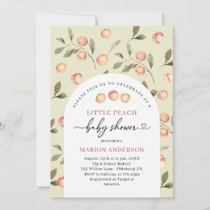 Watercolor Little Peach Baby shower Invitation