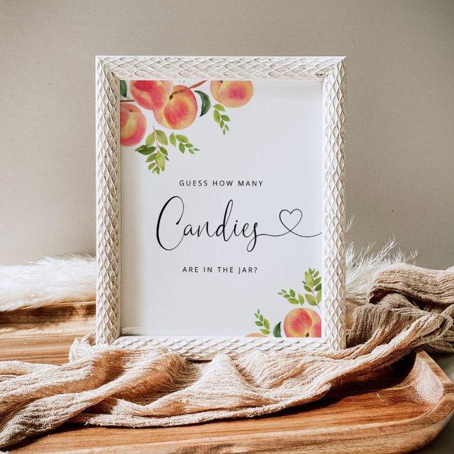 Watercolor little peach guess how many candies poster (Creator Uploaded)