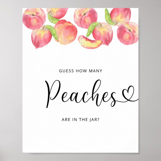 Watercolor little peach guess how many peaches  poster (Front)