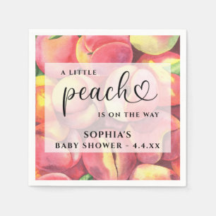 Watercolor Little peach is on the way baby shower  Napkin
