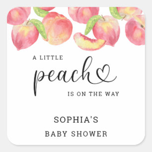 Watercolor Little peach is on the way baby shower  Square Sticker