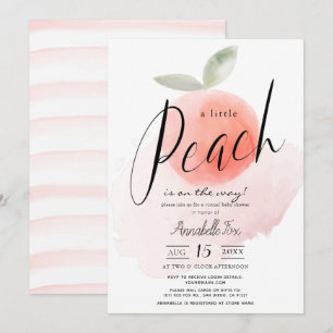 Watercolor Little Peach Pink Virtual Baby Shower Invitation
