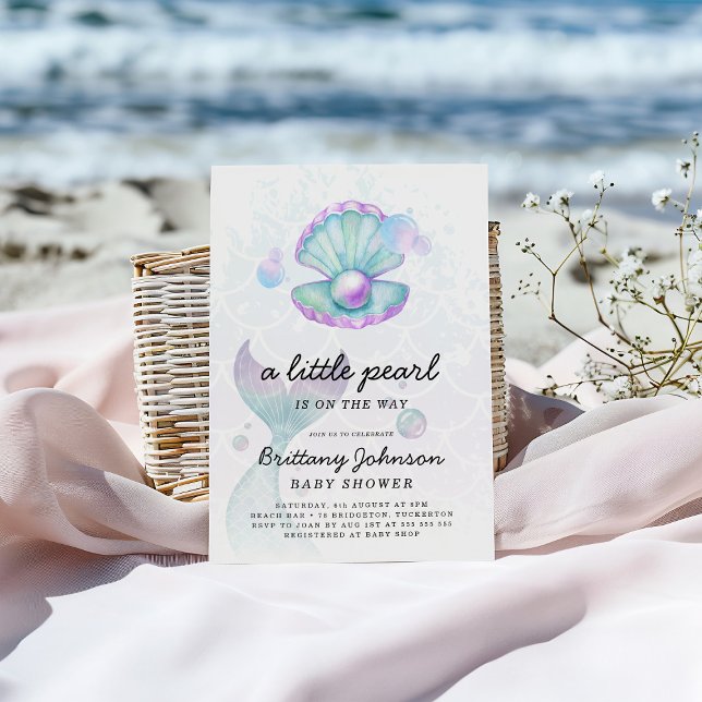 Watercolor Little Pearl Baby Shower Invitation (Creator Uploaded)