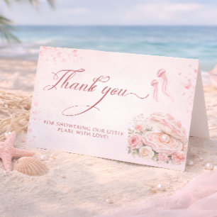 Watercolor Little Pearl Baby Shower Thank You Card